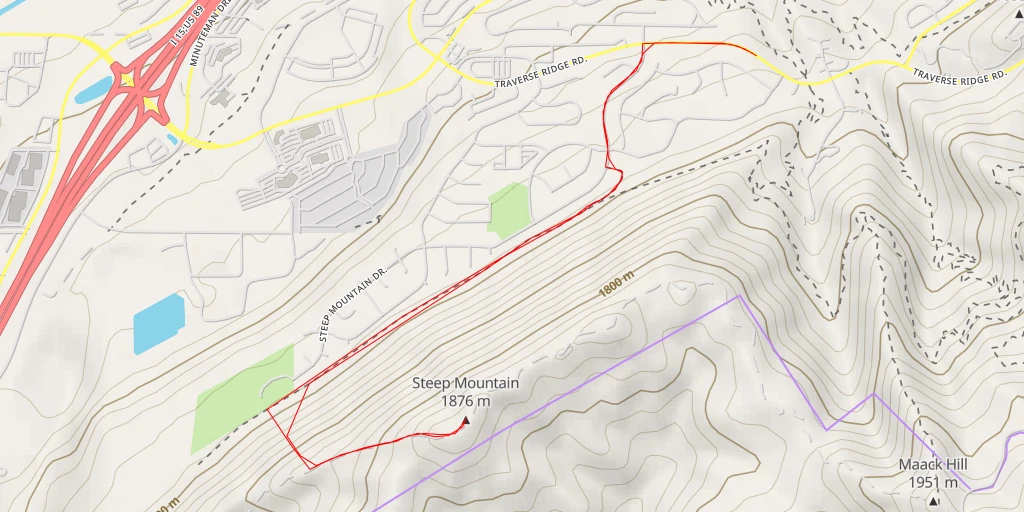 Map of the trail for Steep Mountain