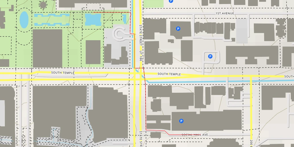 Carte de l'itinéraire :  Church Office Building - North Temple - Salt Lake City