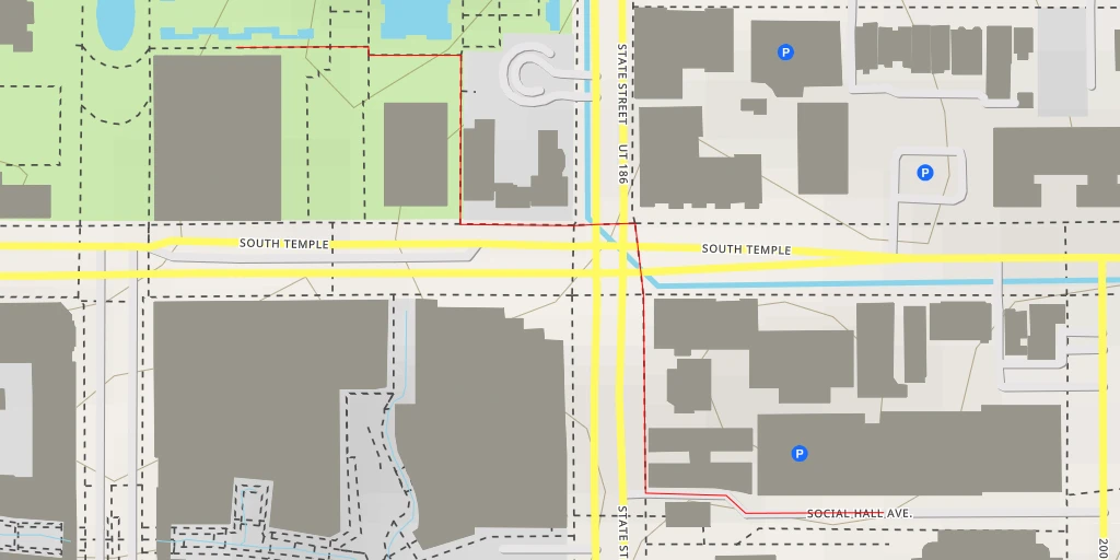 Carte de l'itinéraire :  Joseph Smith Memorial Building - South Temple - Salt Lake City