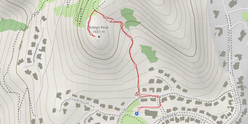 Map of the trail for Ensign Peak