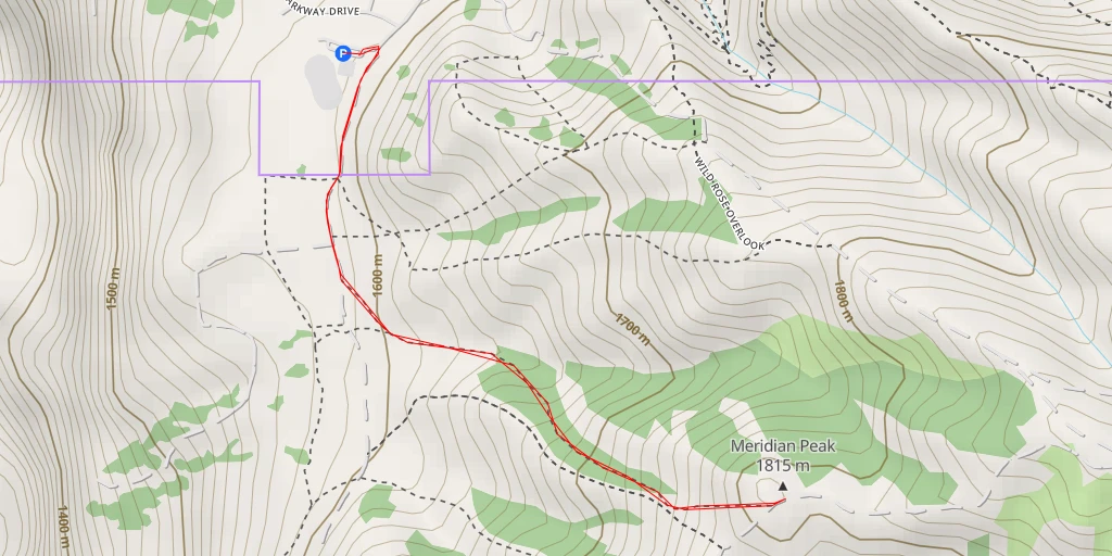 Map of the trail for Meridian Peak