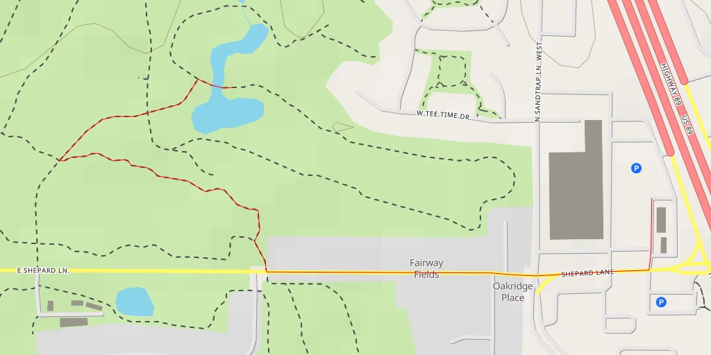 Map of the trail for Oak Ridge Golf Course - West 1060 North