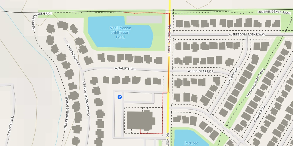 Map of the trail for Noell Nelson Infiltration Pond