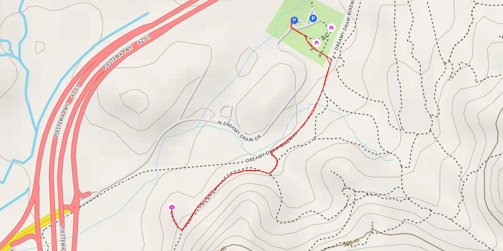 Map of the trail for AI - Dreamy Draw Wash