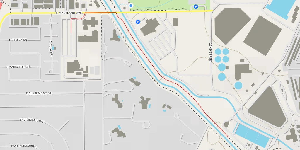 Map of the trail for 24th Street Water Treatment Plant - North 24th Street - Phoenix