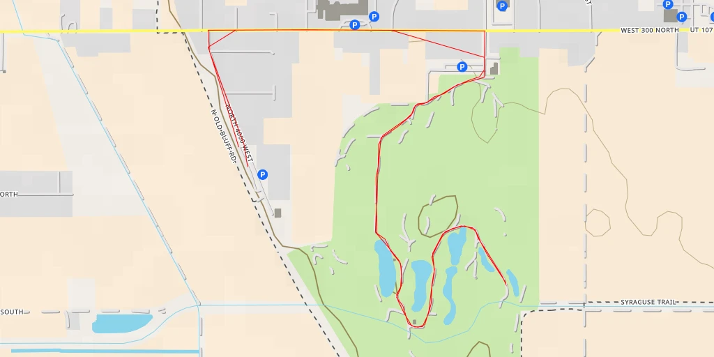 Map of the trail for Schneiters Bluff Golf Course - North 3500 West