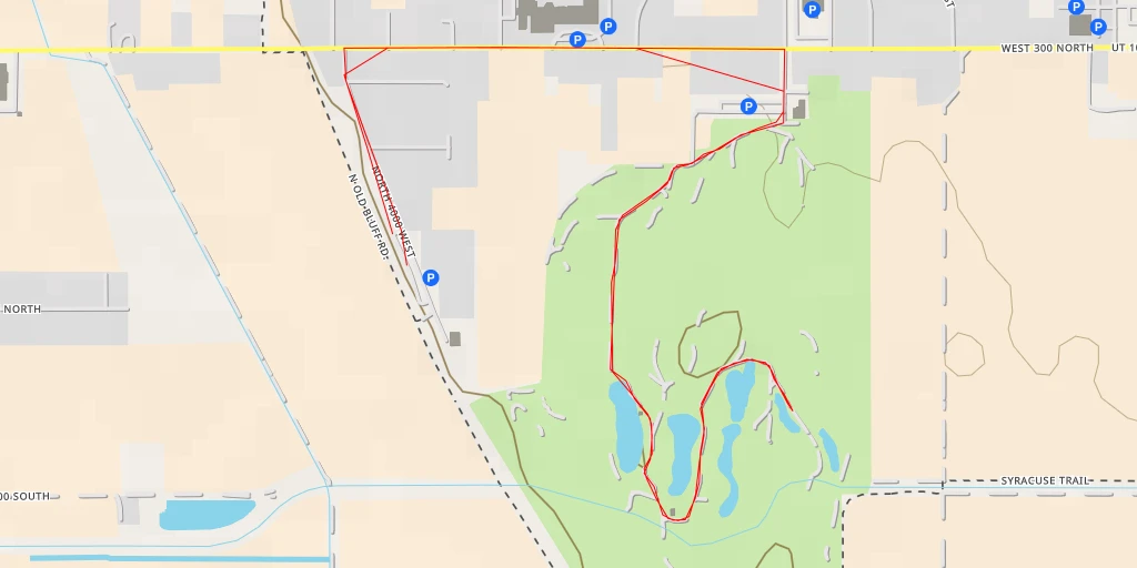 Map of the trail for Schneiters Bluff Golf Course - North 3500 West