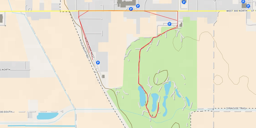 Map of the trail for Schneiters Bluff Golf Course - North 3500 West