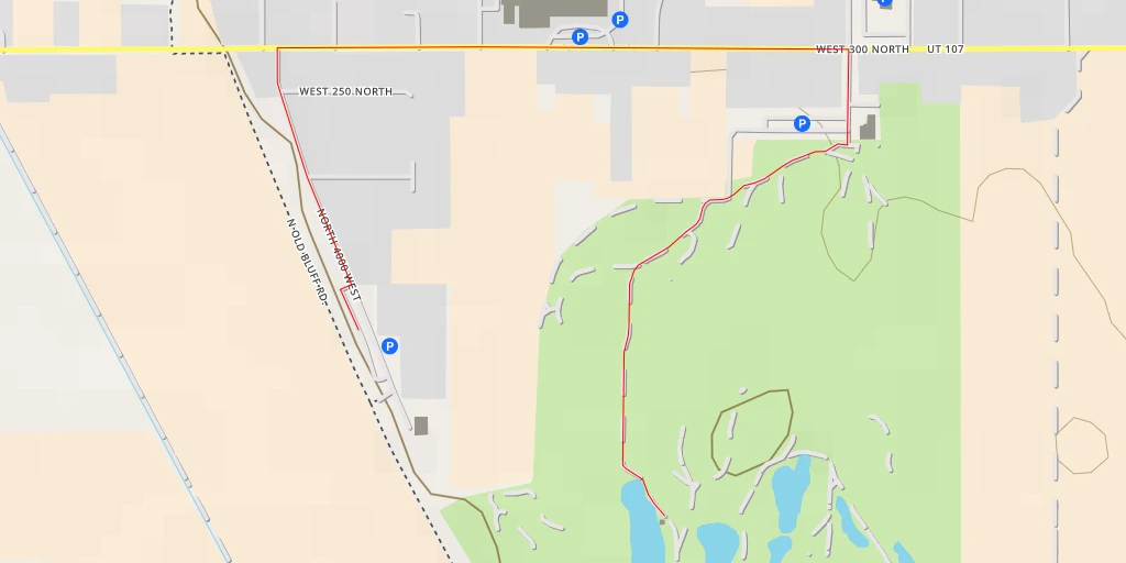 Map of the trail for Schneiters Bluff Golf Course - North 3500 West