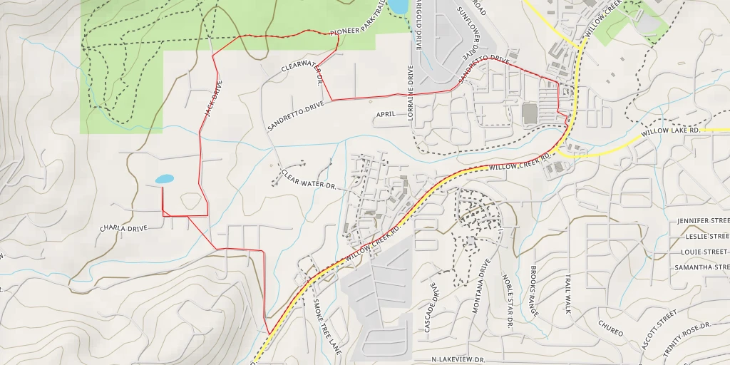 Carte de l'itinéraire :  Cottonwood Lane - Prescott