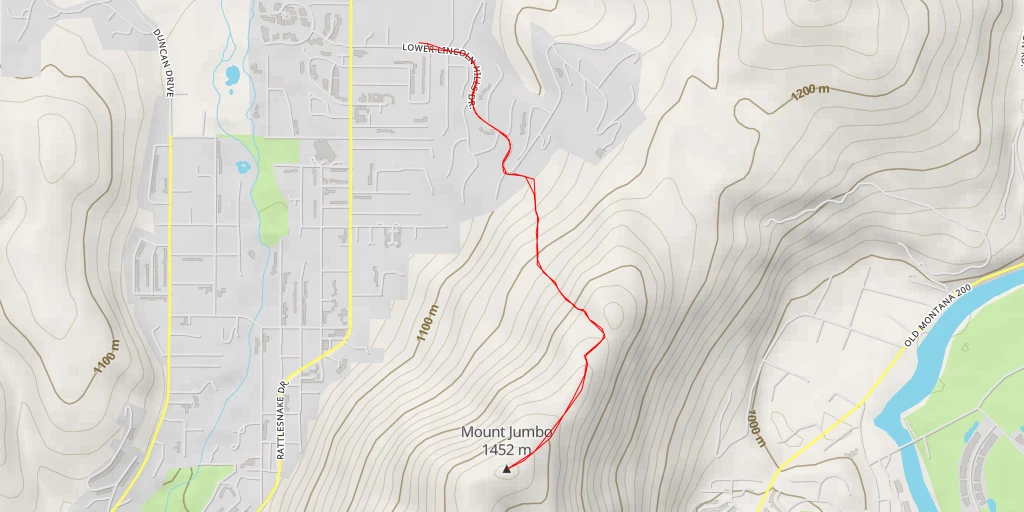 Map of the trail for Mount Jumbo