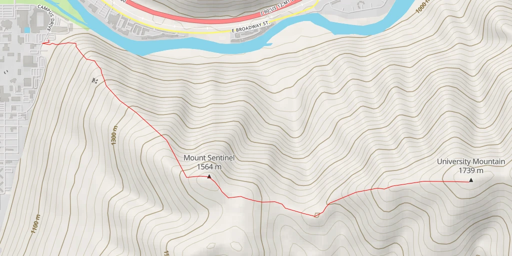 Map of the trail for University Mountain