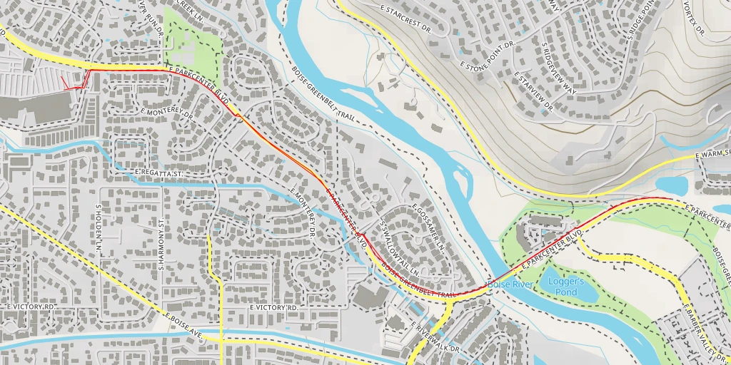 Map of the trail for East Parkcenter Boulevard - East Parkcenter Boulevard - Boise