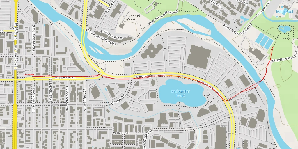 Map of the trail for Boise River Greenbelt - Boise River Greenbelt - Boise