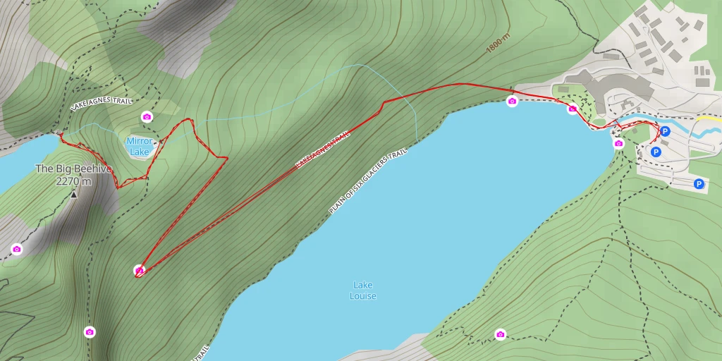 Map of the trail for Lake Agnes Trail - Lake Agnes Trail