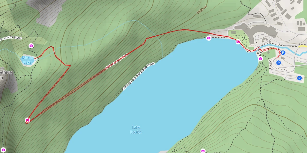 Map of the trail for Lake Agnes Trail