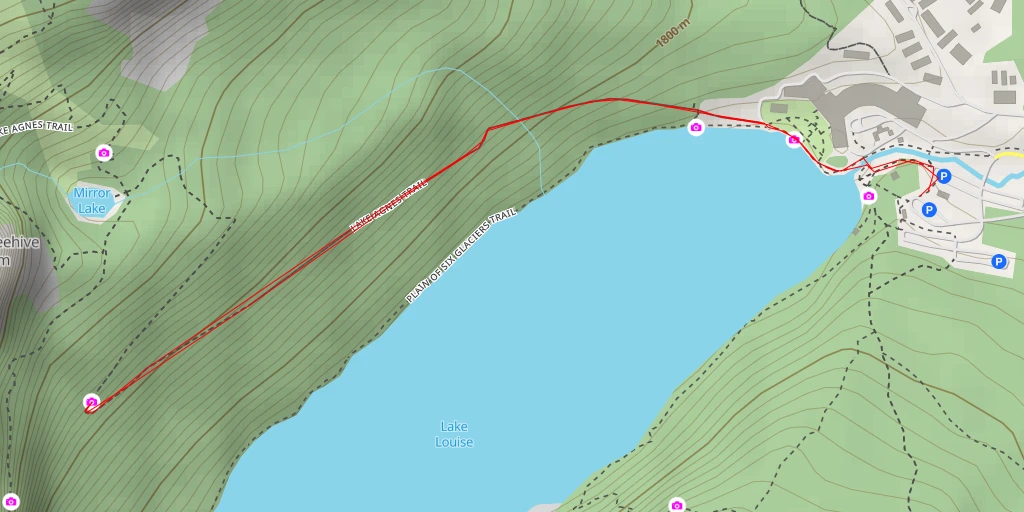 Carte de l'itinéraire :  Lake Agnes Trail