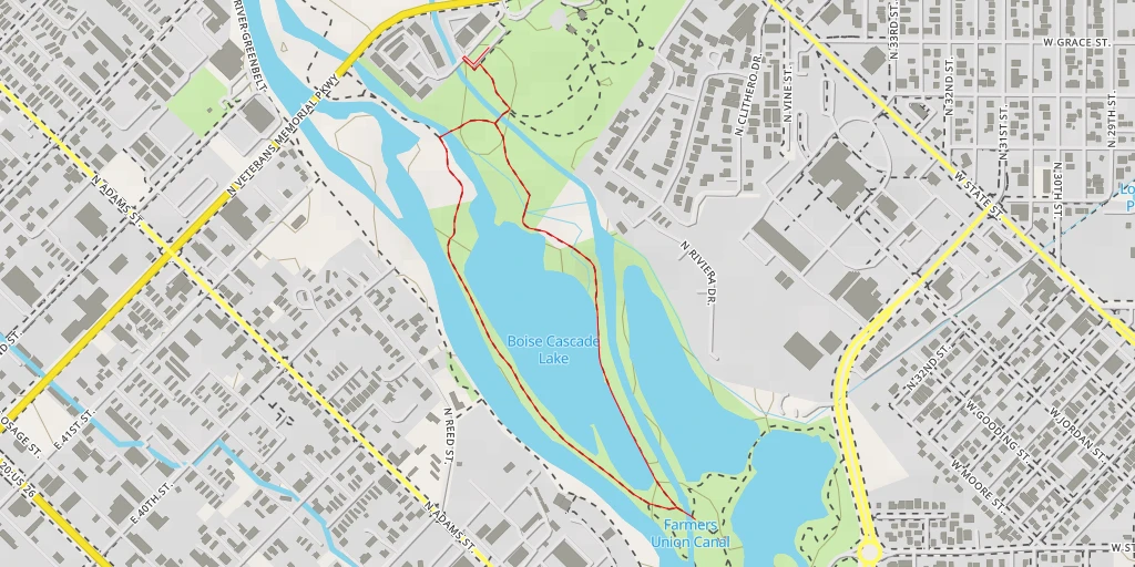 Map of the trail for Farmers Union Canal