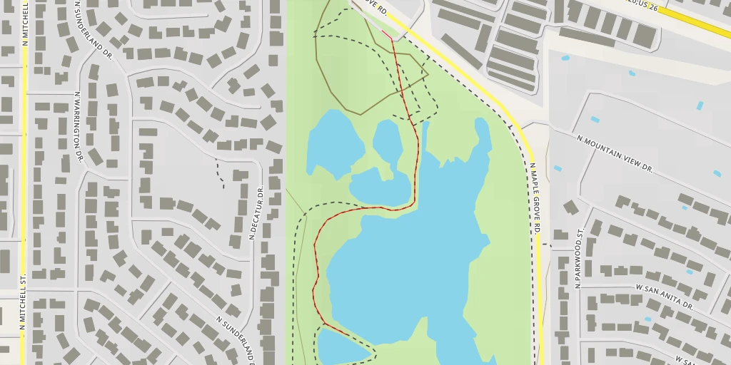 Map of the trail for Hyatt Hidden Lakes Reserve - North Maple Grove Road - Boise