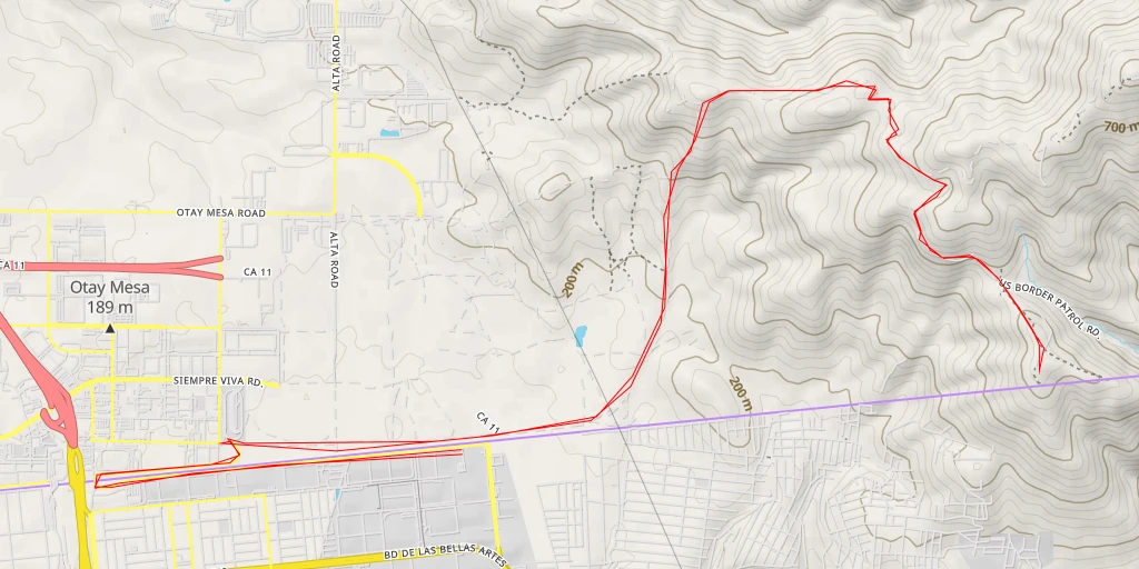 Map of the trail for US Border Patrol Road