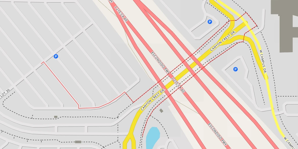 Map of the trail for Escondido Freeway - Riverside