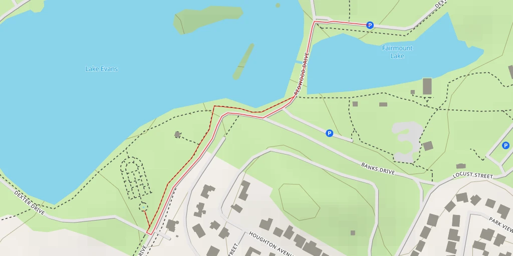 Map of the trail for Dexter Drive - Riverside