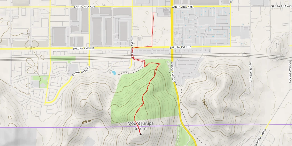 Map of the trail for Mount Jurupa