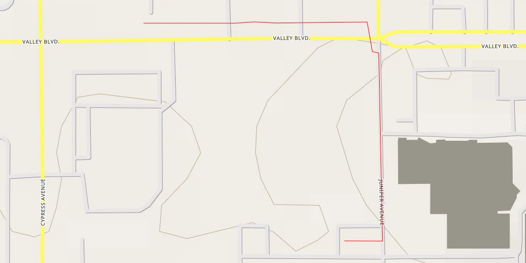 Map of the trail for Valley Boulevard - Valley Boulevard - Fontana