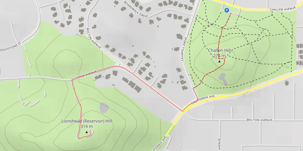 Map of the trail for Lionshead (Reservoir) Hill