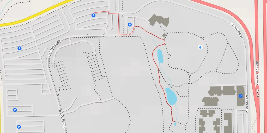 Map of the trail for California State University Fullerton - North State College Boulevard - Fullerton