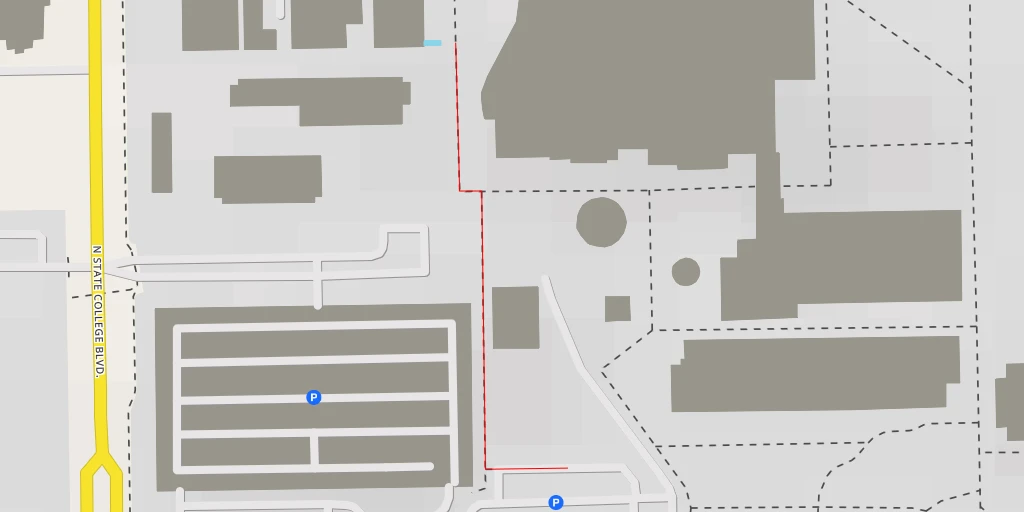 Map of the trail for California State University Fullerton - North State College Boulevard - Fullerton