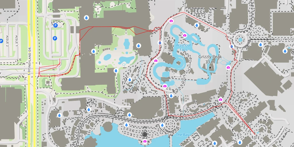 Map of the trail for Disneyland Resort - South Harbor Boulevard - Anaheim