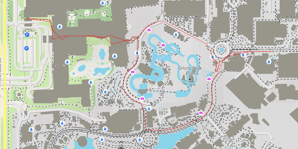 Map of the trail for Disney California Adventure - South Disneyland Drive - Anaheim