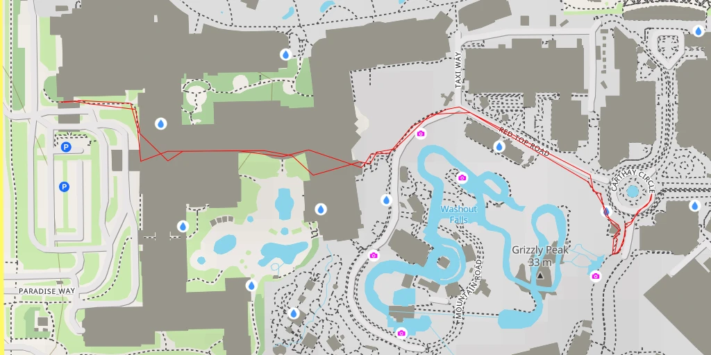 Map of the trail for Fountain Plaza - Anaheim