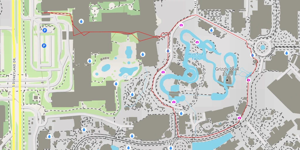 Map of the trail for Disneyland Resort - South Harbor Boulevard - Anaheim