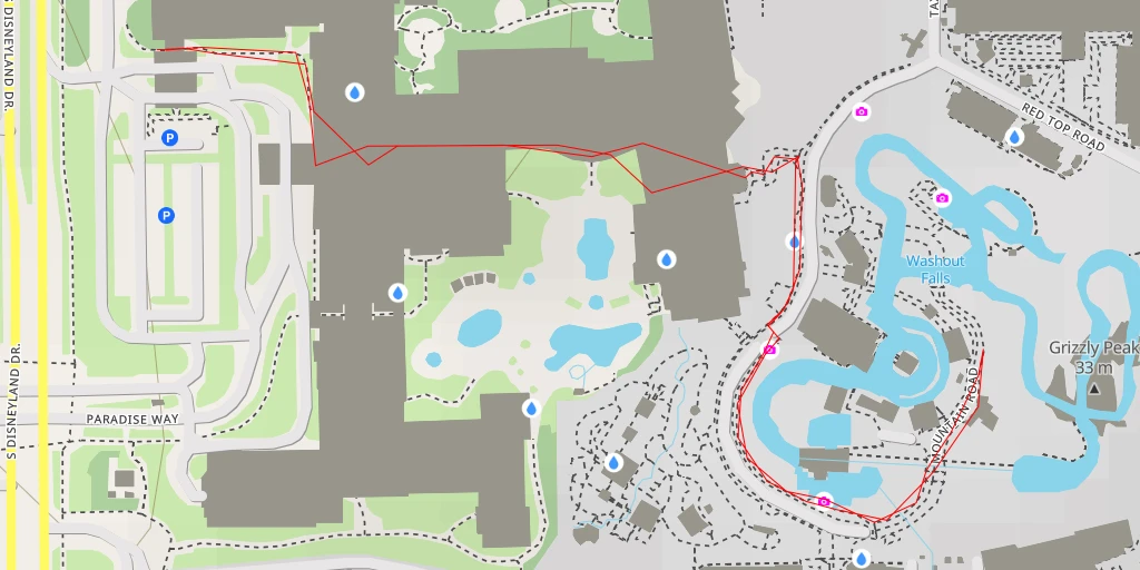 Map of the trail for Disneyland Resort - South Harbor Boulevard - Anaheim