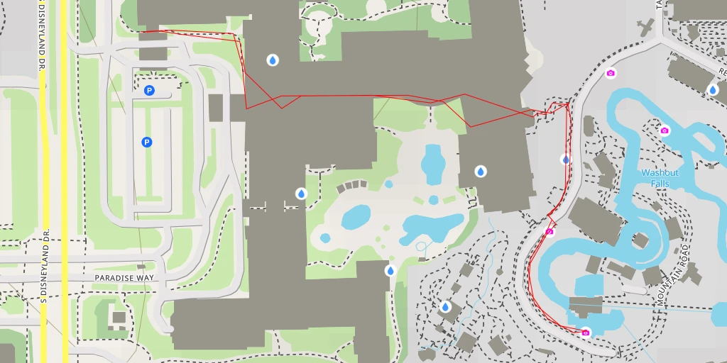 Map of the trail for Disney California Adventure - South Disneyland Drive - Anaheim