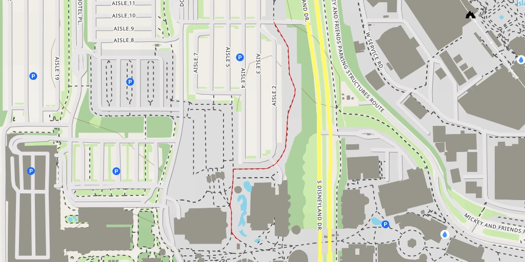 Carte de l'itinéraire :  Disneyland Resort - Santa Ana Freeway - Anaheim