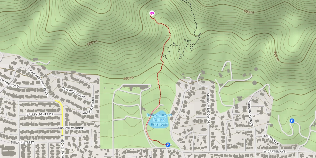 Map of the trail for Bailey Canyon Trail