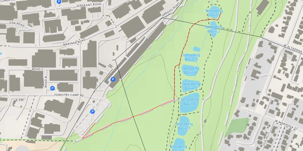 Map of the trail for Spreading Basin 1