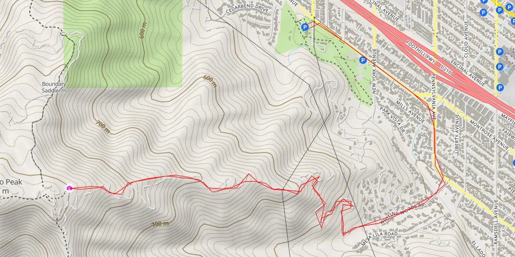 Map of the trail for Glendale