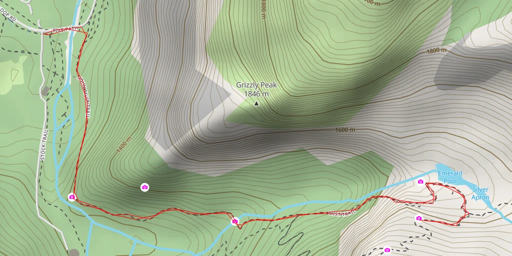 Carte de l'itinéraire :  Mist Trail