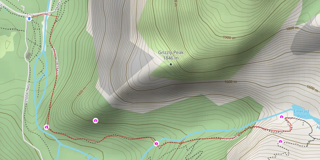 Map of the trail for Emerald Pool