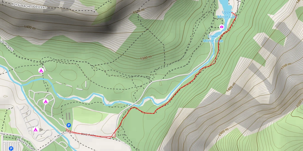 Carte de l'itinéraire :  Upper Mirror Lake