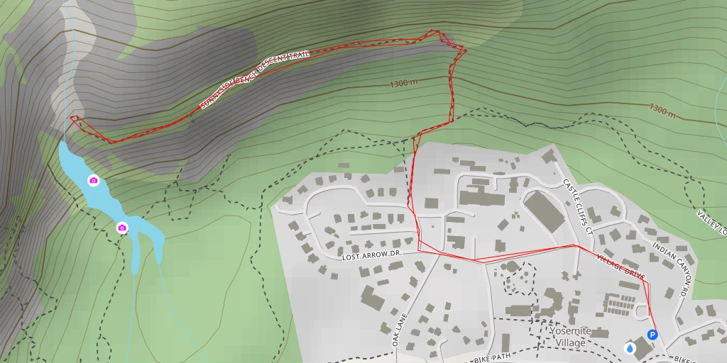 Map of the trail for Lower Yosemite Fall