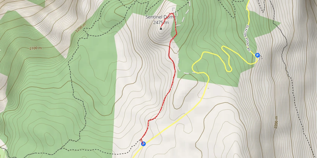 Map of the trail for Sentinel Dome