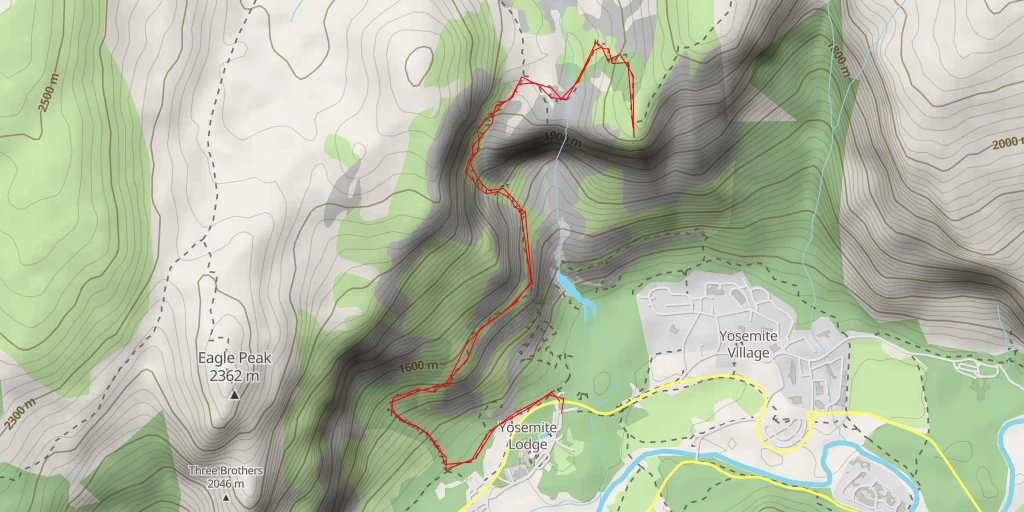 Map of the trail for Yosemite Point