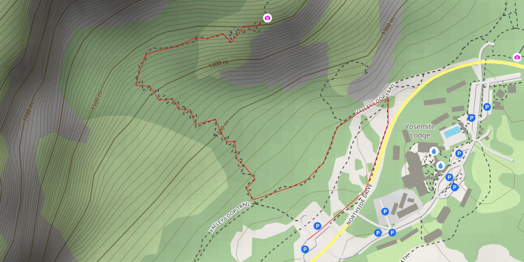 Map of the trail for Columbia Rock