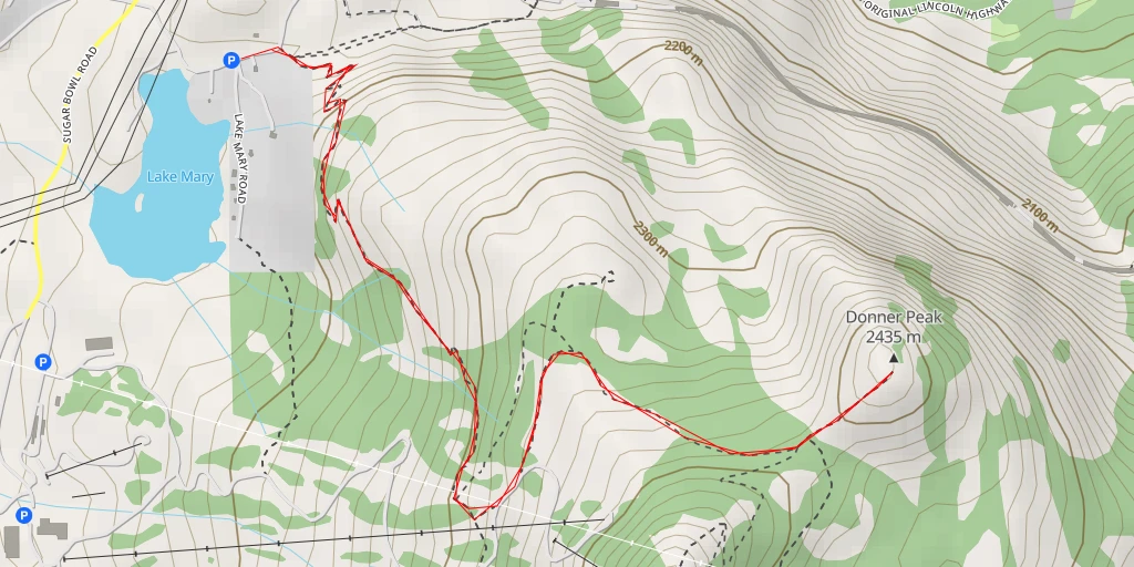 Map of the trail for Donner Peak