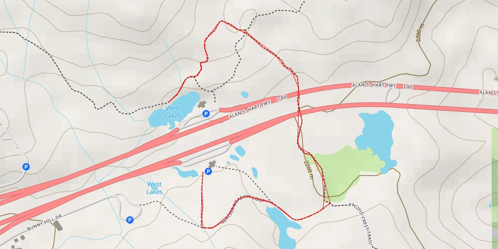 Map of the trail for West Lakes